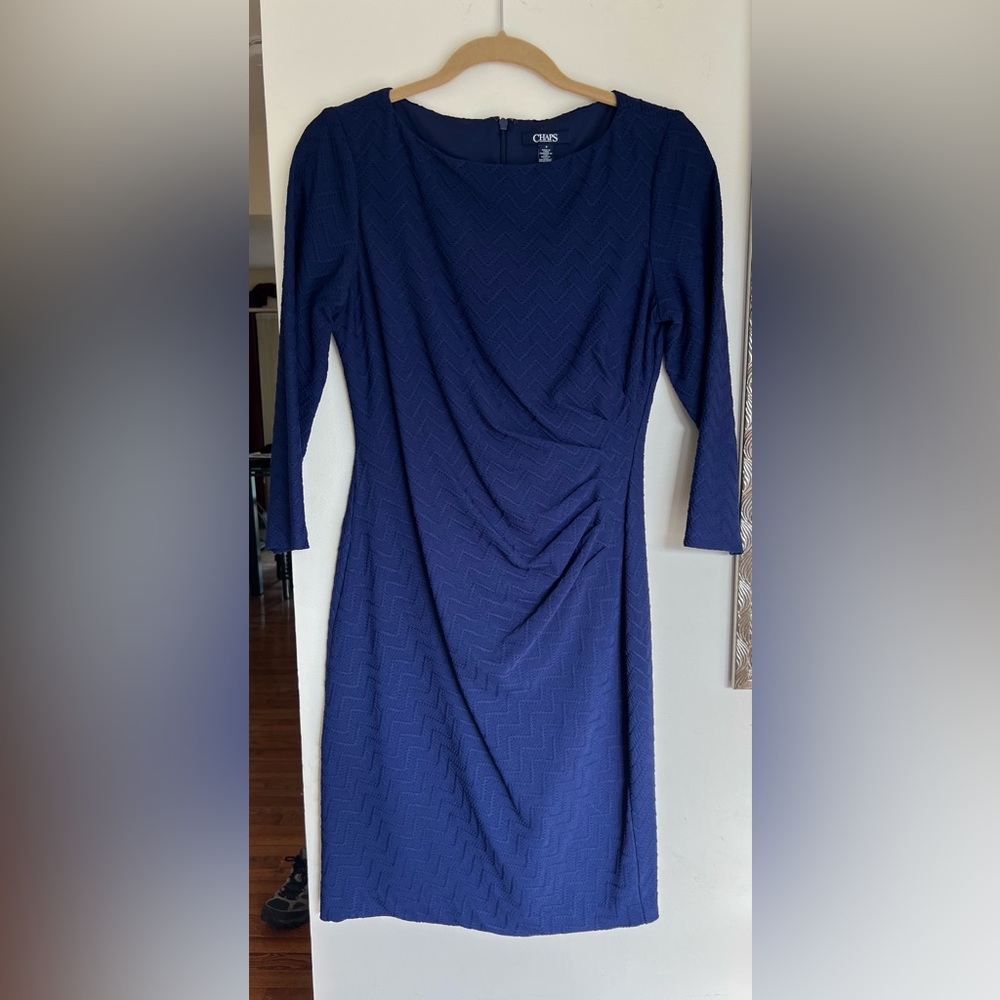 Chaps Navy Long Sleeve Dress